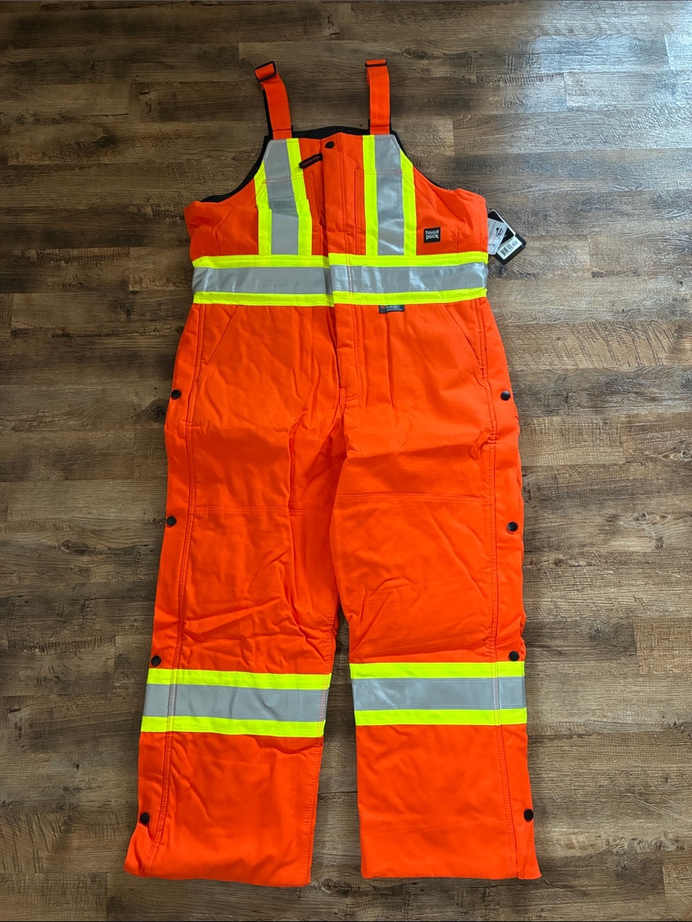 NWT Tough Duck High-Visibility Orange Reflective Overalls- Lined
